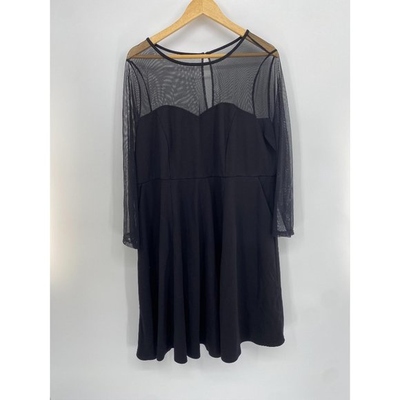 Torrid black mesh top fit and flare midi dress - Picture 1 of 7